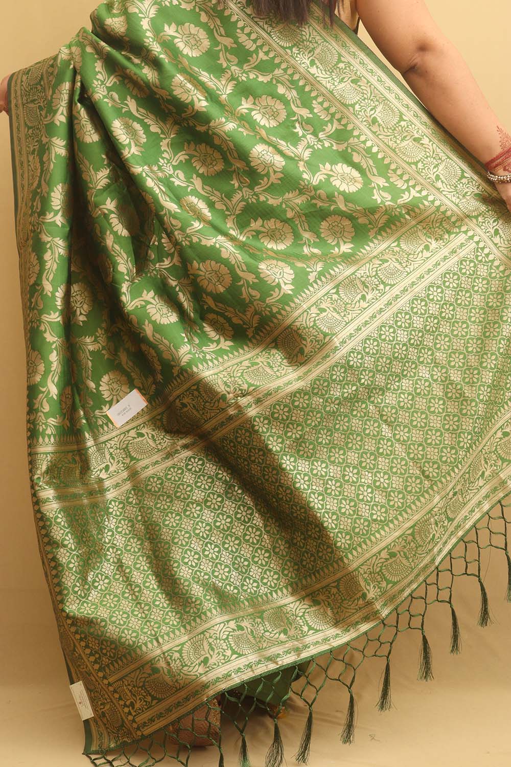 Stunning Green Banarasi Cotton Silk Saree