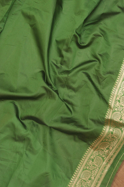 Stunning Green Banarasi Cotton Silk Saree