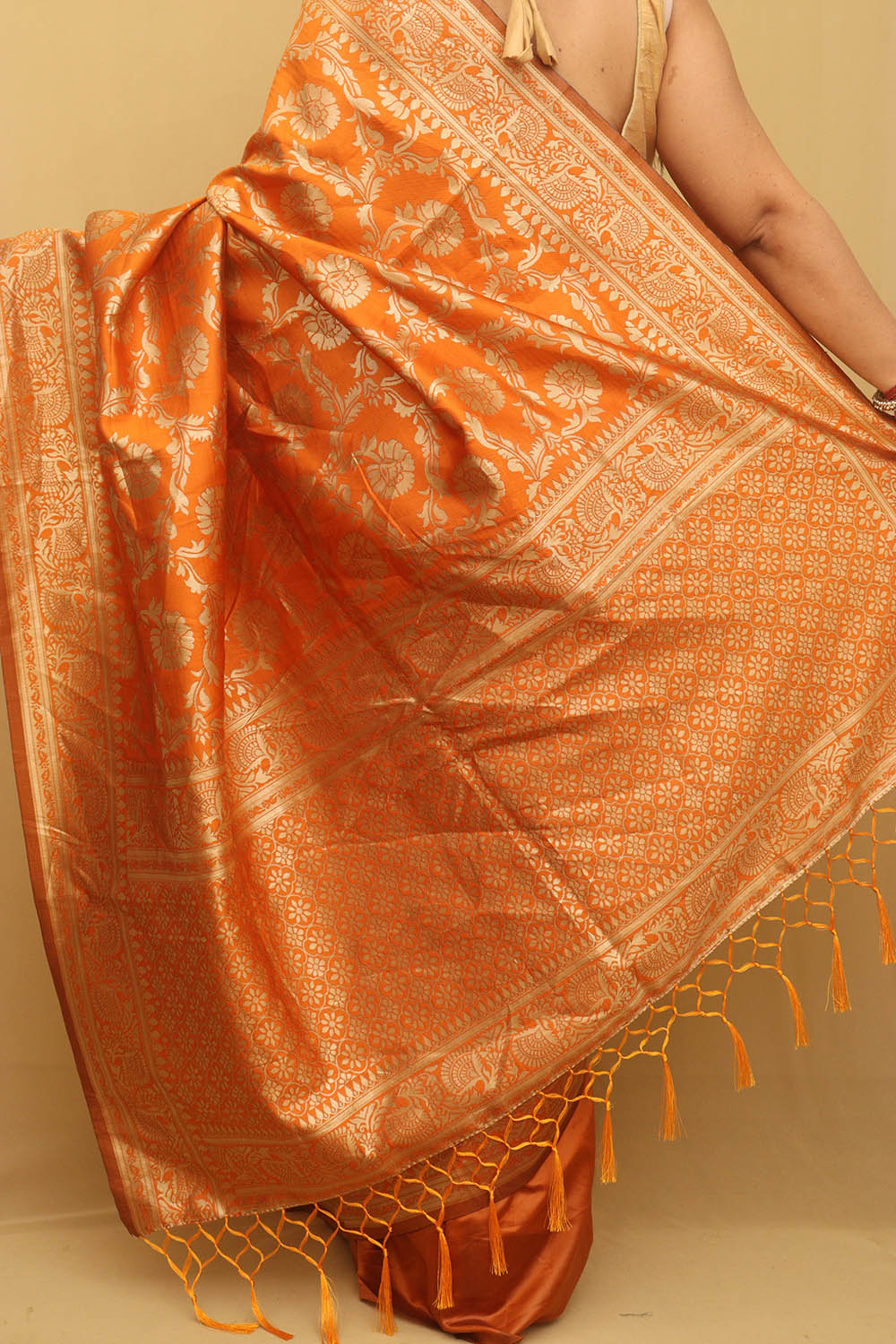 Elegant Orange Banarasi Silk Saree