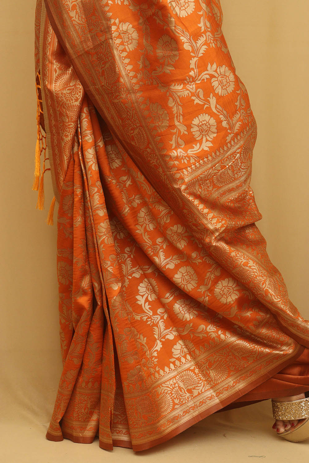 Elegant Orange Banarasi Silk Saree