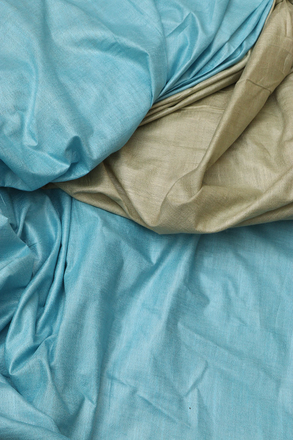 Elegant Grey & Blue Linen Saree from Bhagalpur