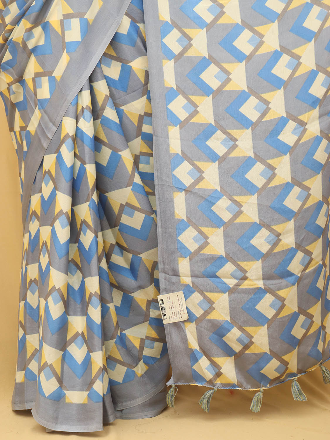 Blue Digital Printed Silk Saree