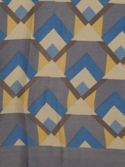 Blue Digital Printed Silk Saree