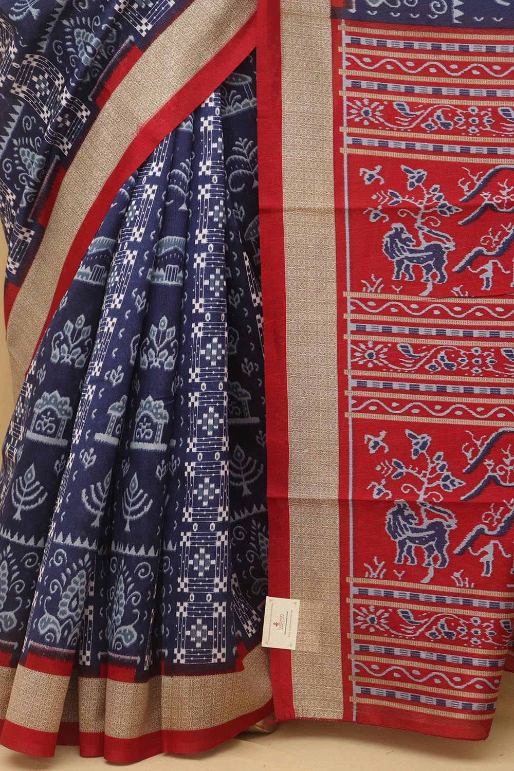 Stunning Blue Silk Sambalpuri Print Saree