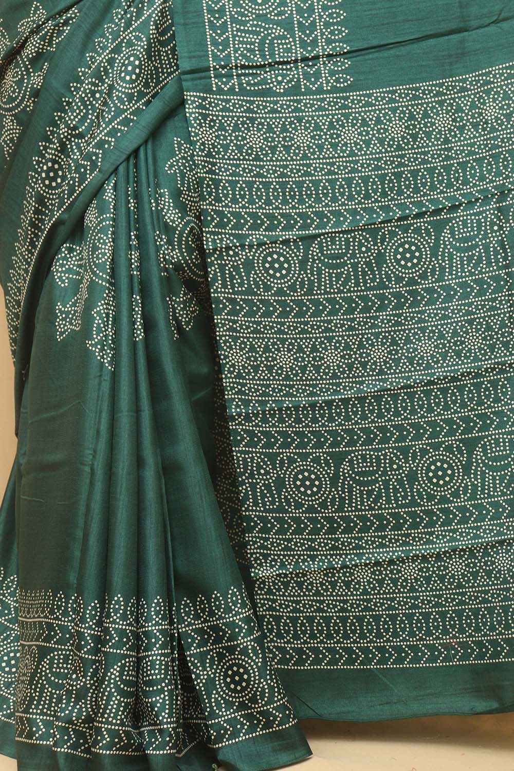 Stunning Green Bandhani Silk Saree with Digital Print