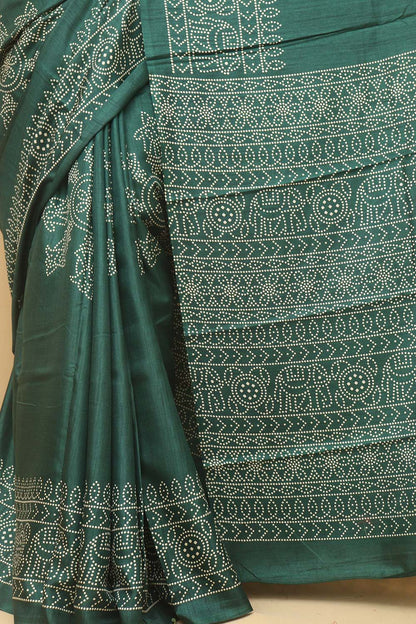 Stunning Green Bandhani Silk Saree with Digital Print