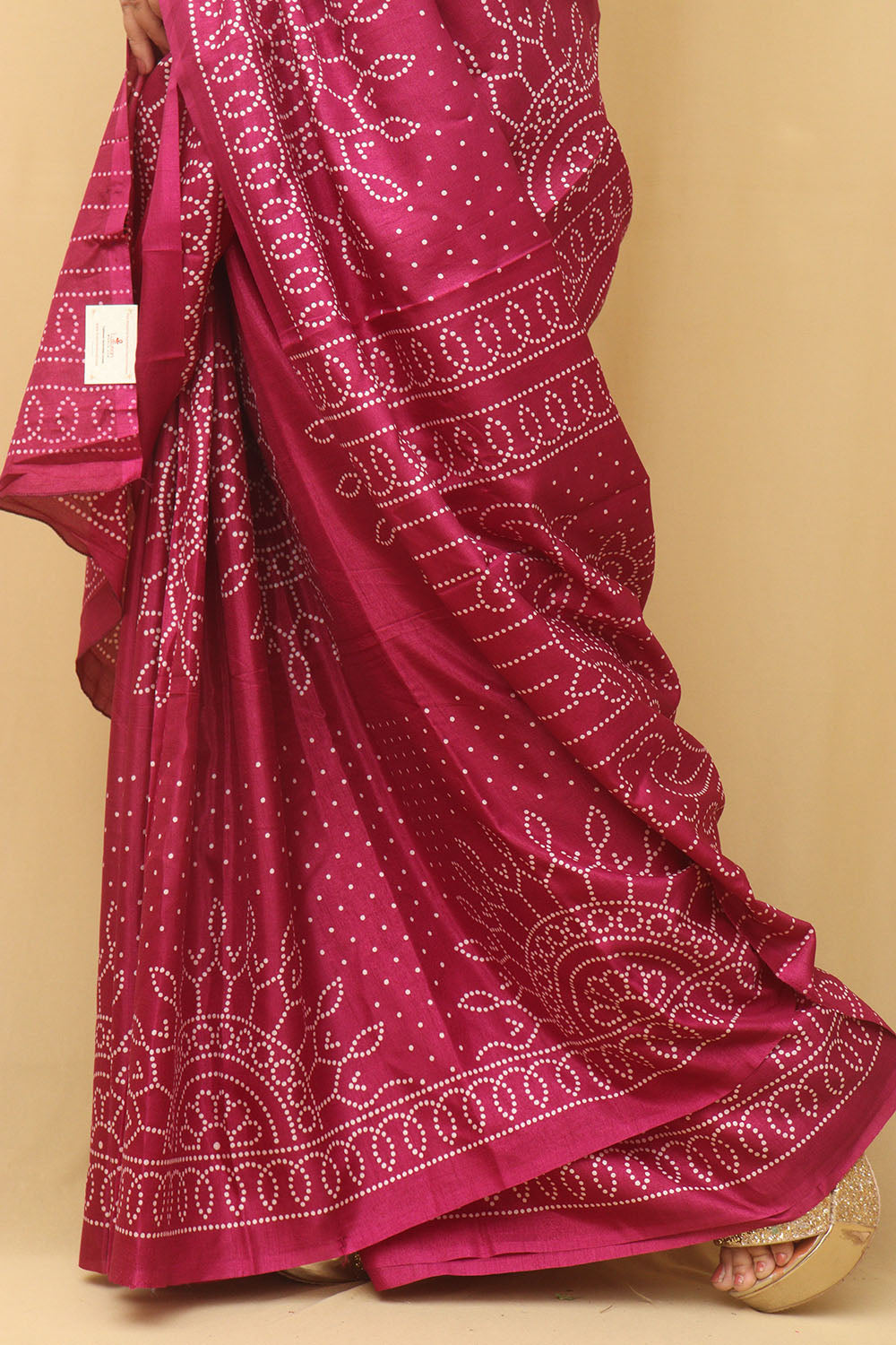 Stunning Purple Bandhani Silk Saree with Digital Print