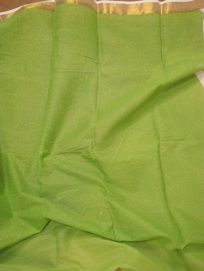 Green Hand Painted Kerala Cotton Saree
