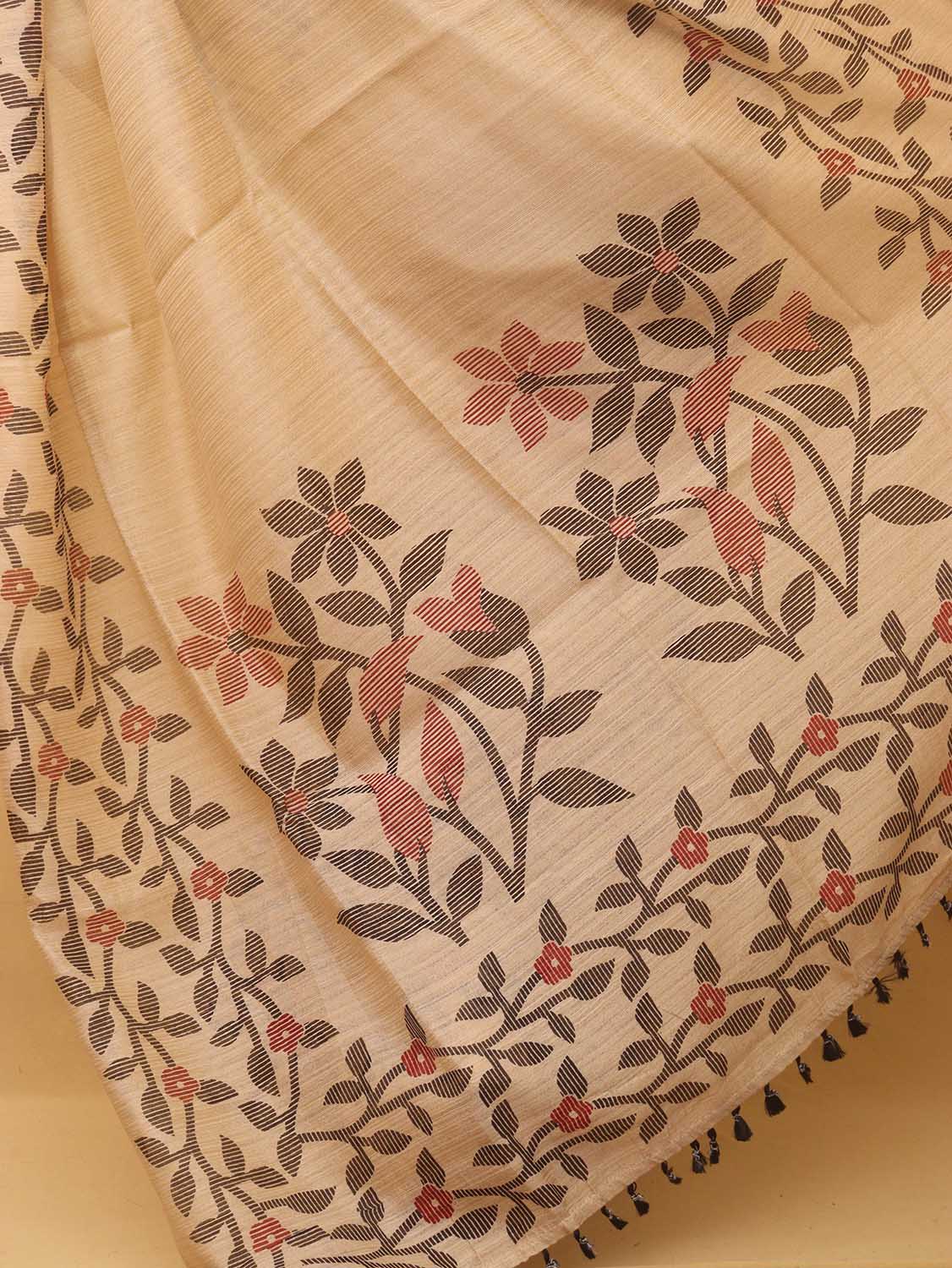 Pastel Jamdani Print Semi Tussar Silk Saree