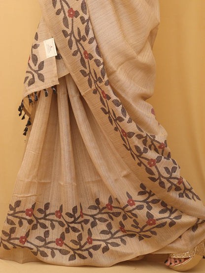 Pastel Jamdani Print Semi Tussar Silk Saree