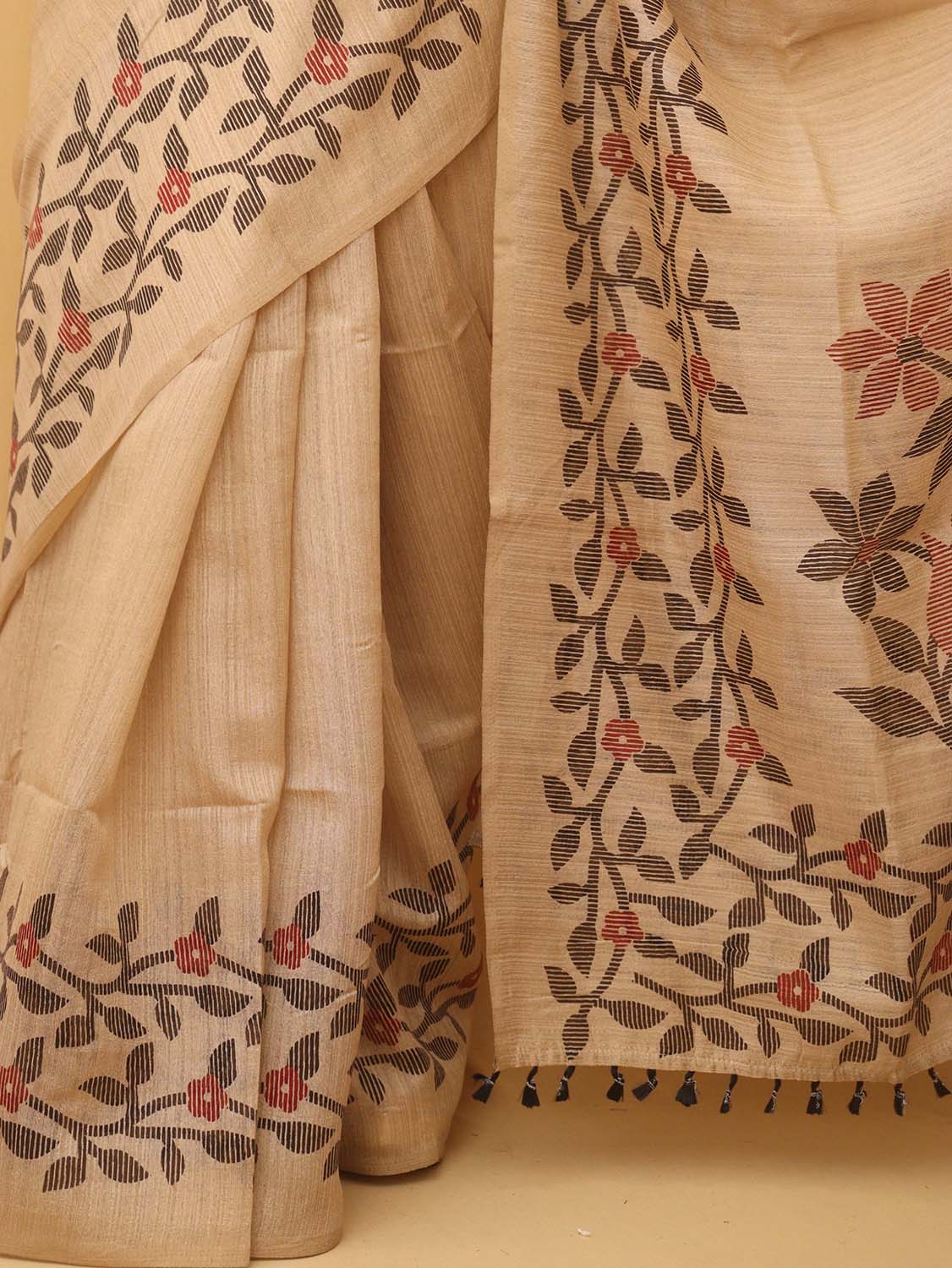 Pastel Jamdani Print Semi Tussar Silk Saree