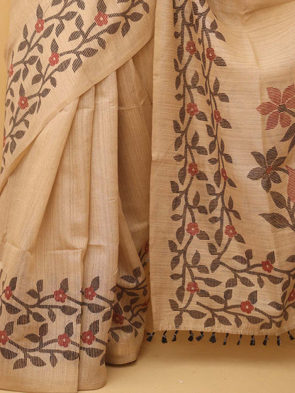 Pastel Jamdani Print Semi Tussar Silk Saree