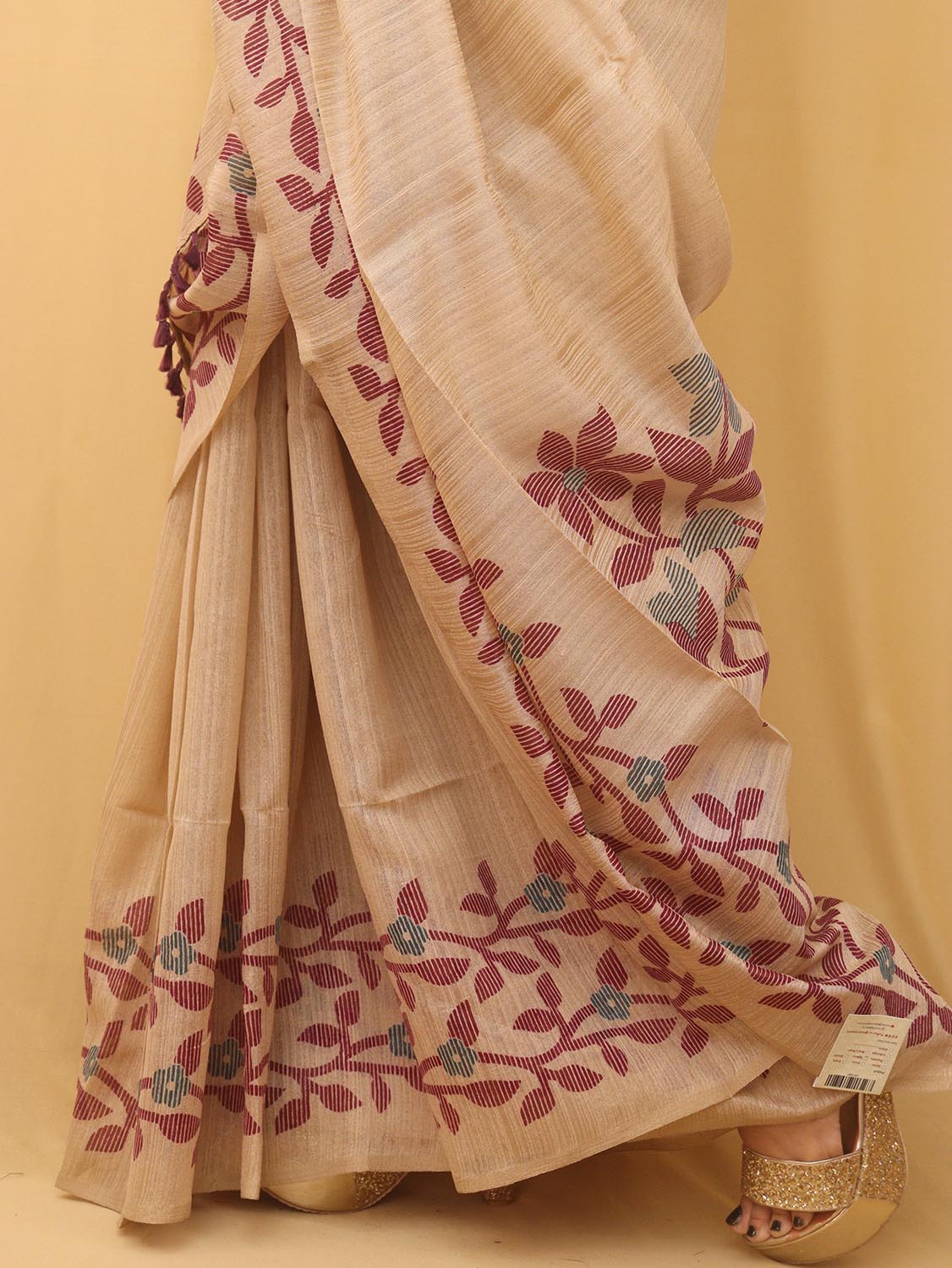 Pastel Jamdani Print Semi Tussar Silk Saree