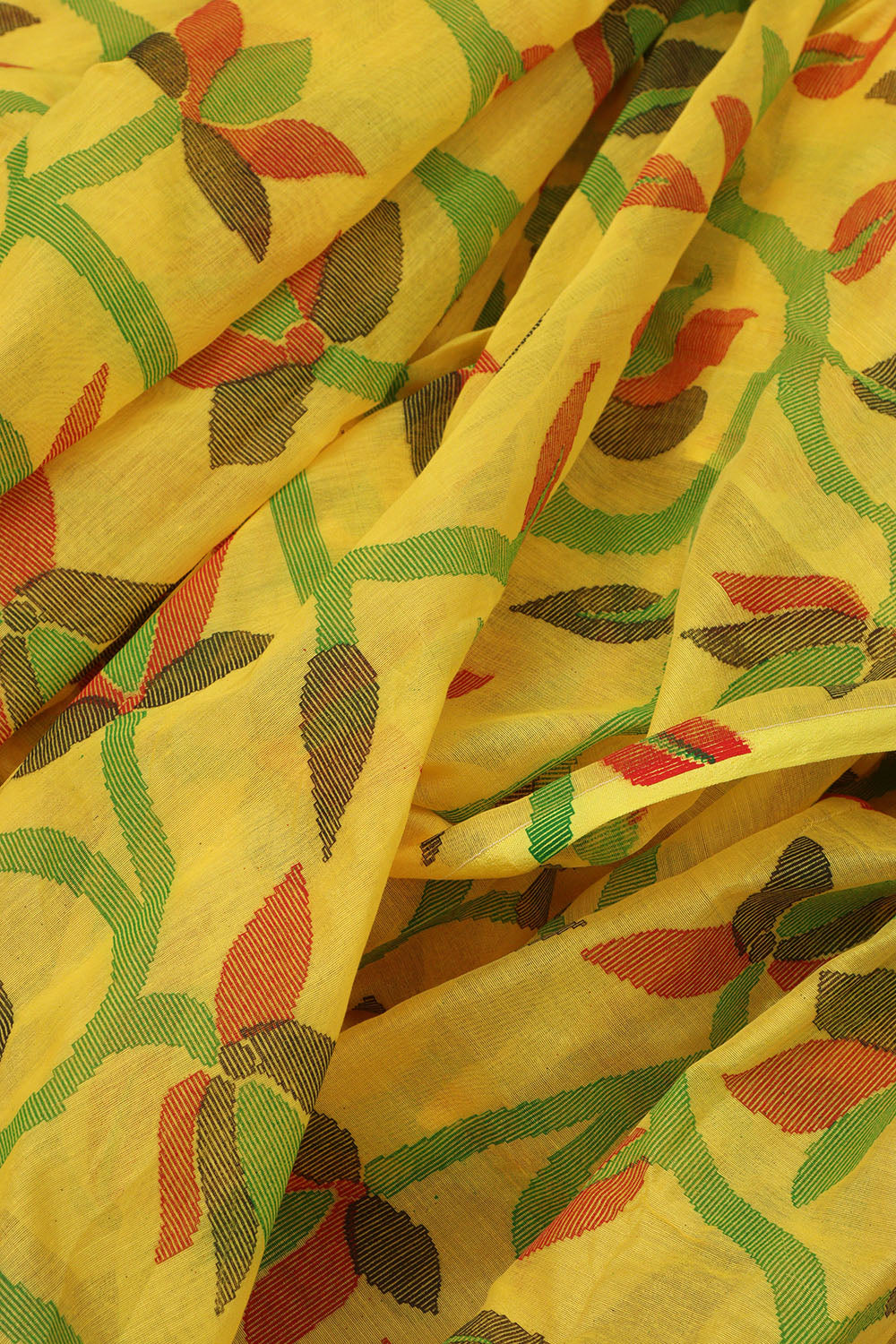 Yellow Jamdani Tussar Silk Saree: Elegant & Stylish