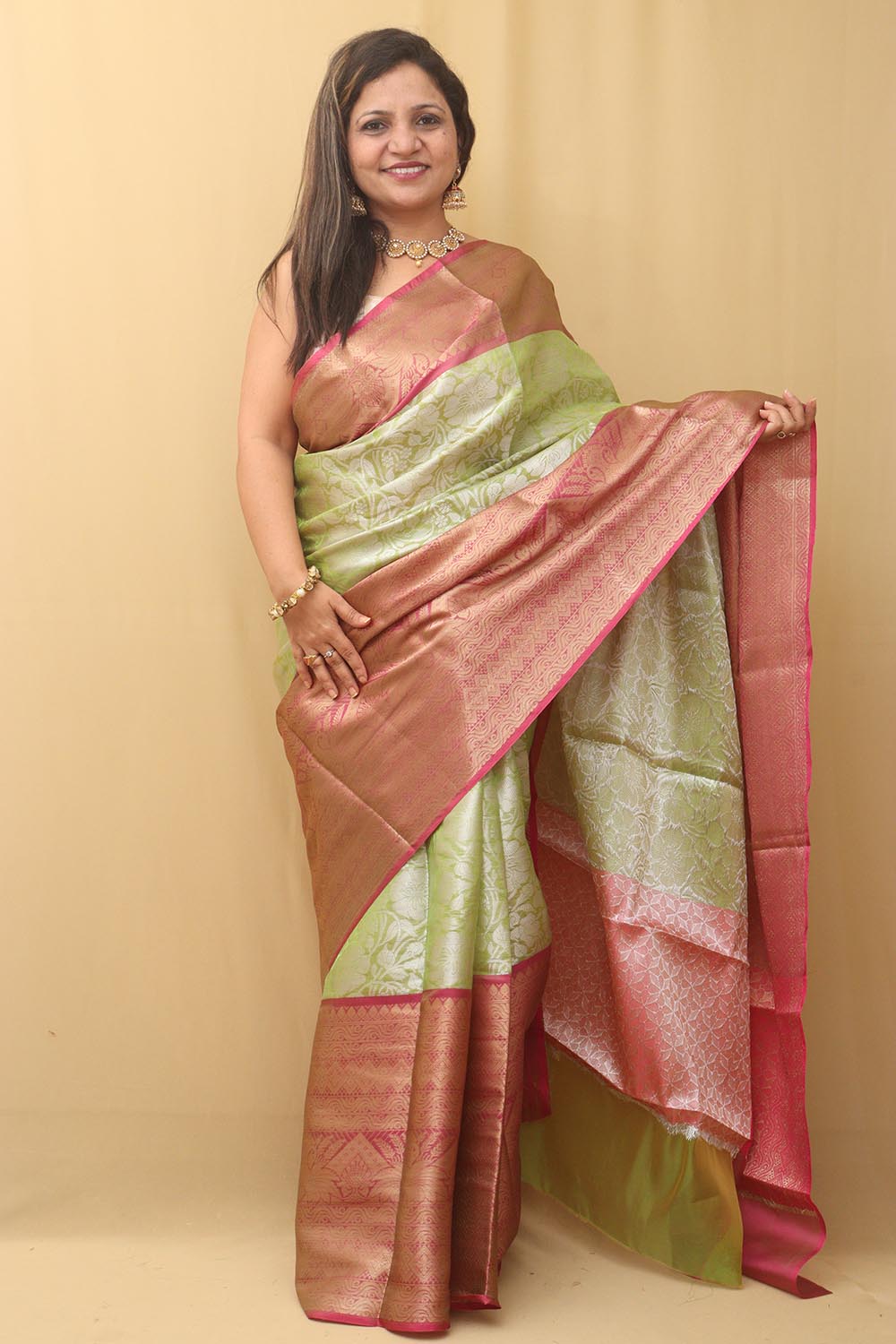 Emerald Elegance: Green Kanjeevaram Silk Saree
