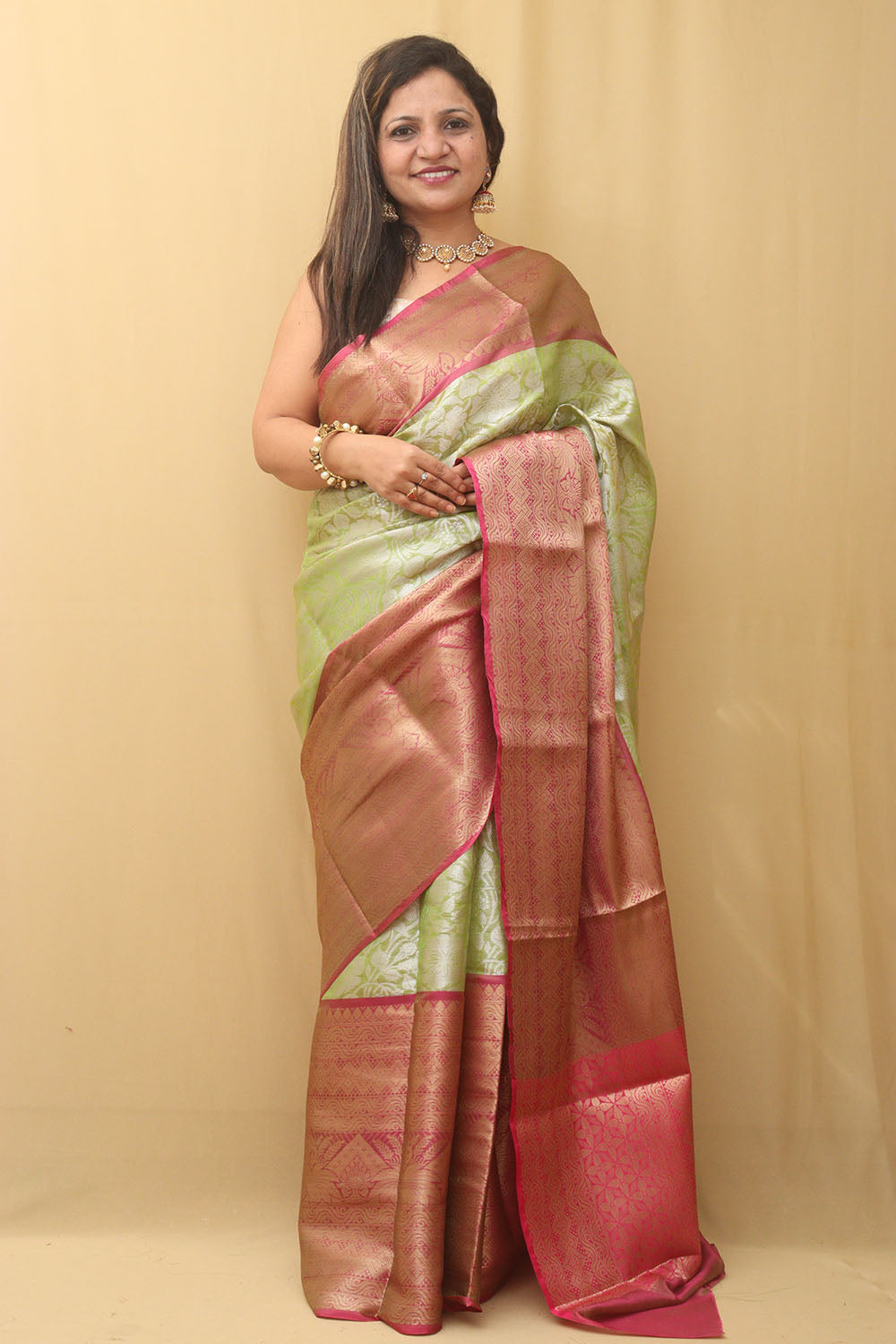 Emerald Elegance: Green Kanjeevaram Silk Saree