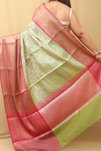 Emerald Elegance: Green Kanjeevaram Silk Saree