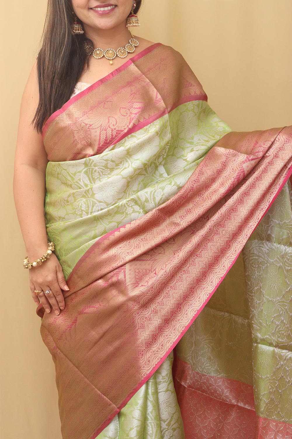Emerald Elegance: Green Kanjeevaram Silk Saree