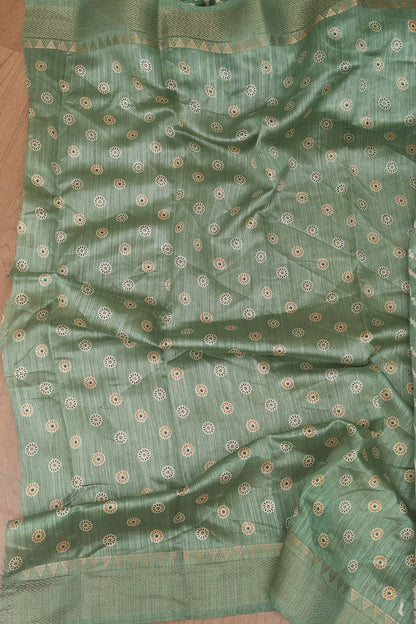 Stunning Green Leheriya Print Tussar Silk Saree