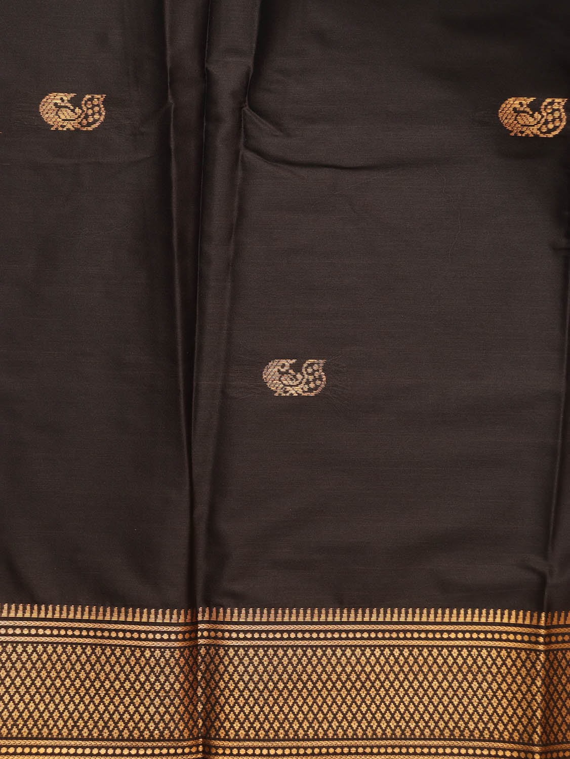 Golden And Black Paithani Cotton Silk Saree - divyaindia 