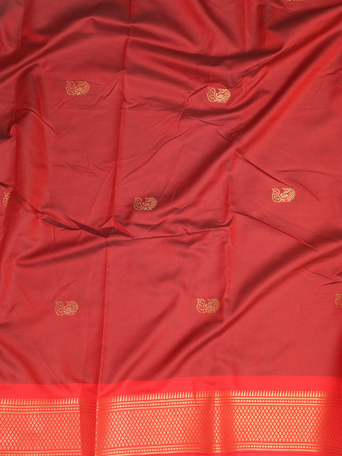Green And Red Paithani Cotton Silk Saree - divyaindia 