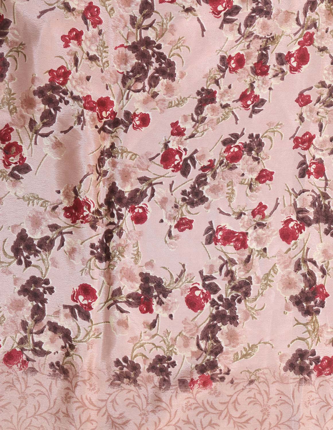 Pink Digital Printed Crepe Floral Design Saree