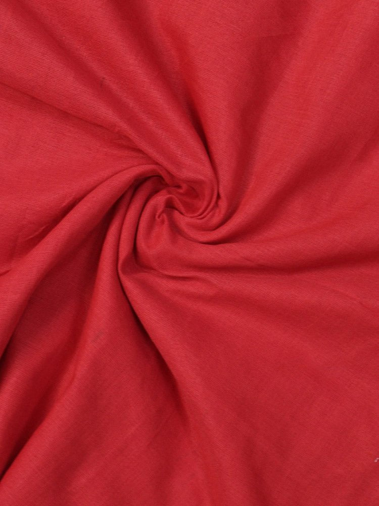 Red Bengal Plain Cotton Saree - divyaindia 