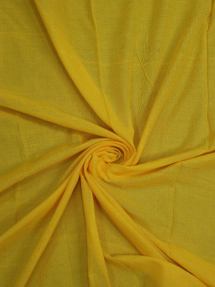 Yellow Bengal Plain Cotton Saree - divyaindia 