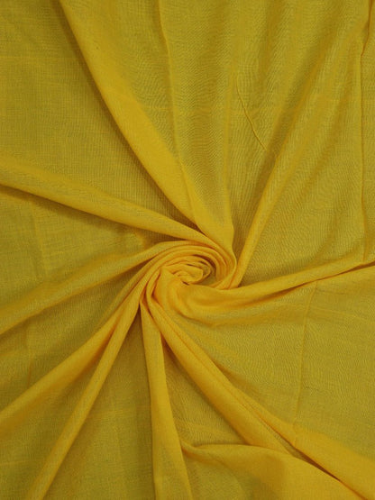 Yellow Bengal Plain Cotton Saree - divyaindia 